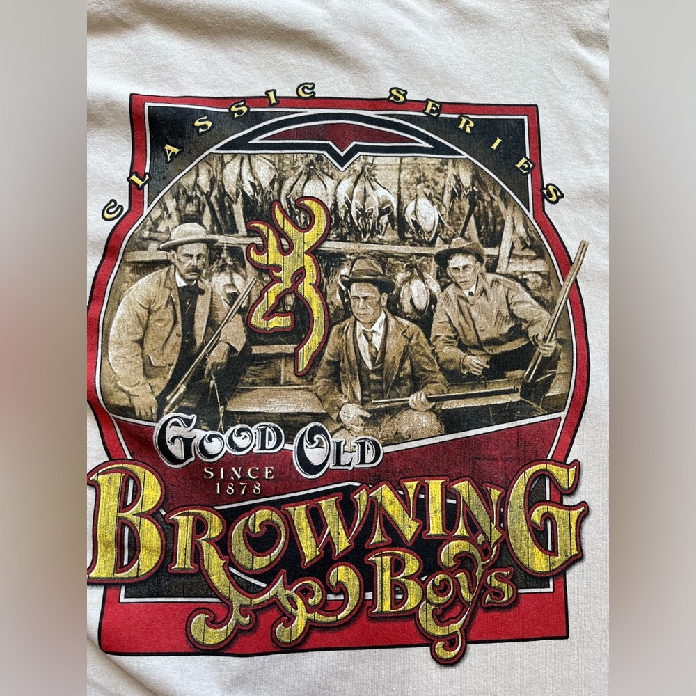 Men’s Browning long sleeve tan/beige graphic tee shirt. Size large - Picture 5 of 11